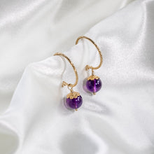 Ladda upp bild till gallerivisning, sparkling creole earrings with amethyst gemstones and details in 18k gold plated sterling silver