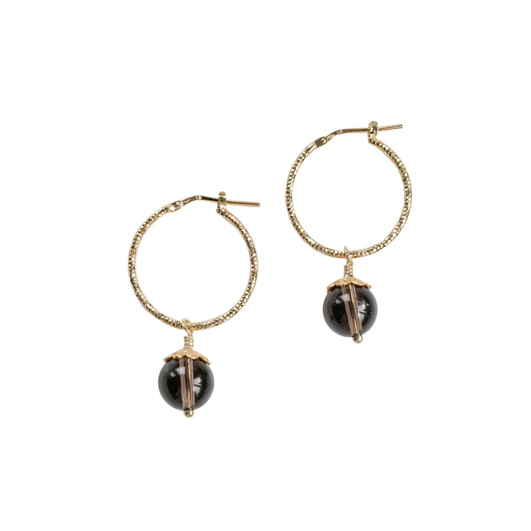 Smoky Quartz Creole Earrings | Easy Release - Bohemian Royalties